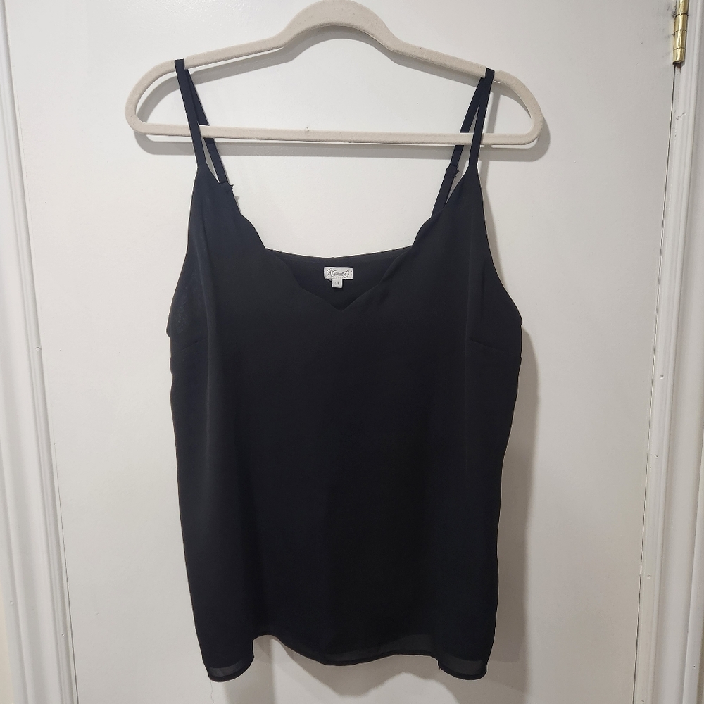 Kismet Black Tank with Scalloped Neckline
